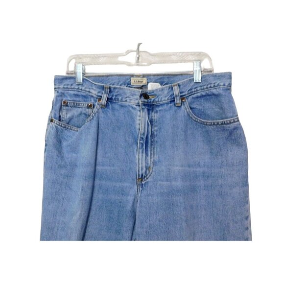L L Bean Jeans 16MT Blue Denim Flat Front 5 Pocket 100% Cotton - Picture 4 of 7